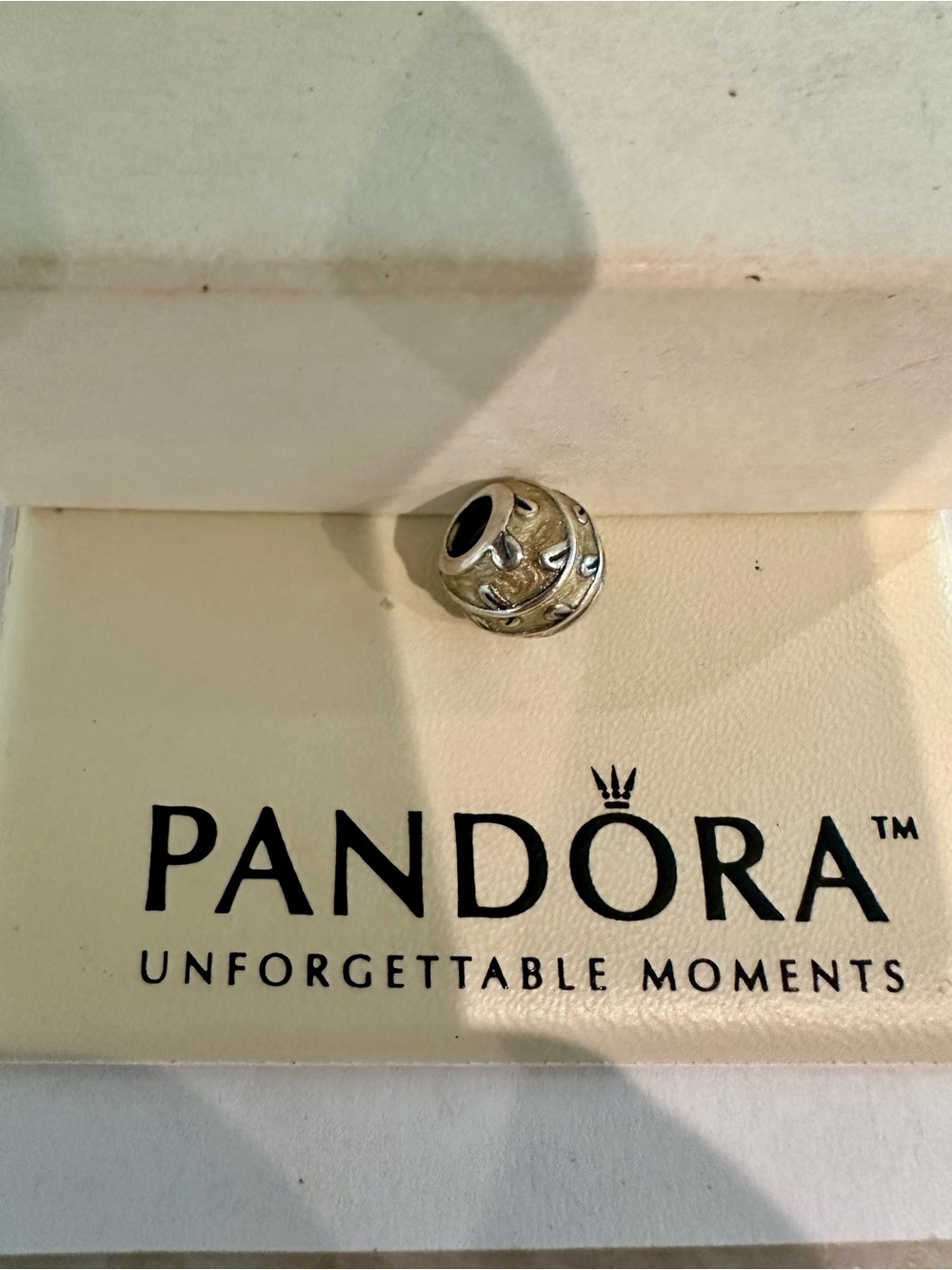 Pandora Silver and Gold Textured Round Charm Bead